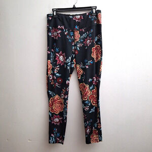 Love Life LIve Womens Legging XL Black Pink Green Floral High Rise Gym Active